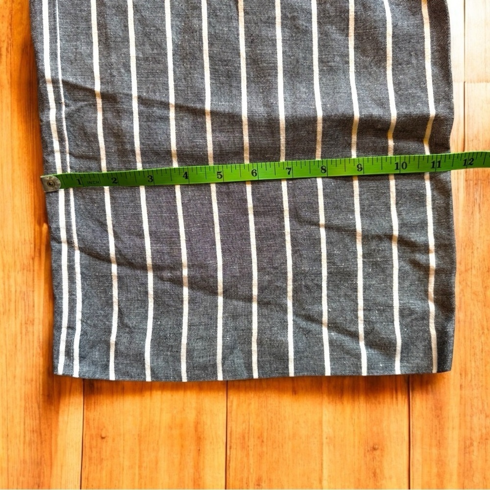 LOFT Gray & White Striped Linen Blend Jumpsuit - Size 4 - Pockets - Picture 10 of 14